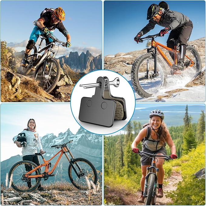 Bike Brake Pads, 4 Pairs Resin Semi-Metallic Bicycle Brake Pads, Brake Pad Fits for TRP Tektro Shimano Deore Br-M575 M515 T615 T675 M505 M416 M495 M395 M486, Disc Brake Pads for Mountain Bike