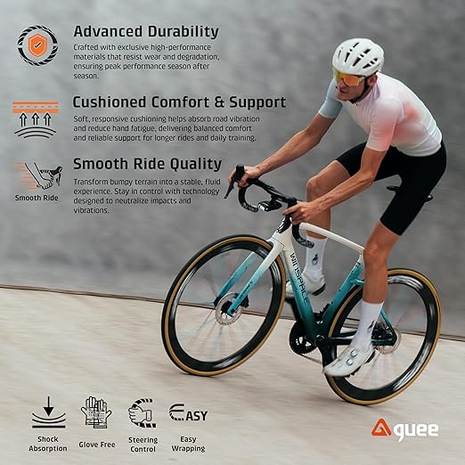 GUEE SL Speed Road Bike Handlebar Tape – Premium PU Leather, Microtex Structure, Shock-Absorbing Foam, Ultra-Light 30g, Anti-Slip Racing Grip (2 Rolls, Bronze Titanium)