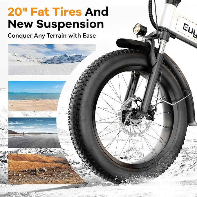 1000W Folding Electric Bike,48V 20AH Removable Battery E Bike,30+MPH,80 Miles Max Range Electric Bike for Adults,20" Fat Tire Foldable ebike,Adult Electric Bicycle for Commute Beach Snow