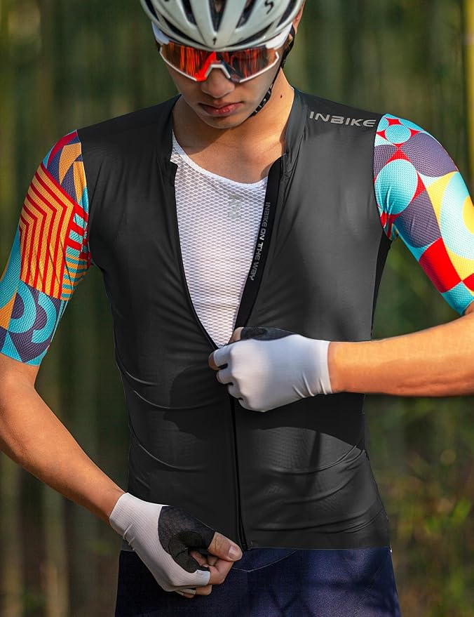 INBIKE Cycling Jersey Men Set Bib Shorts Set Breathable Bike Shirts Quick-Dry Bib Bicycle Jersey Biking Clothing Set