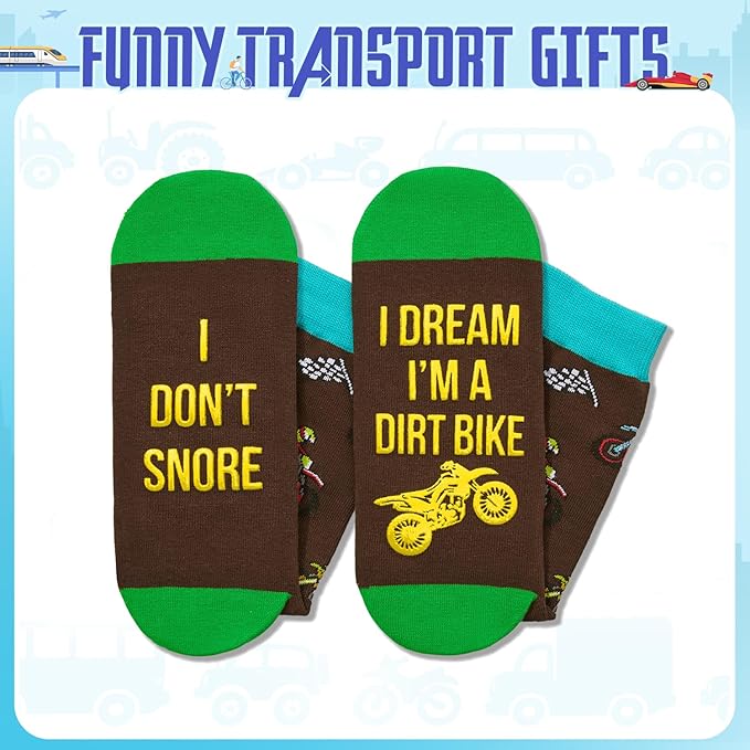 Zmart Funny Transportation Gifts - Race Car Train Motorcycle Tractor Bike Socks for Adult