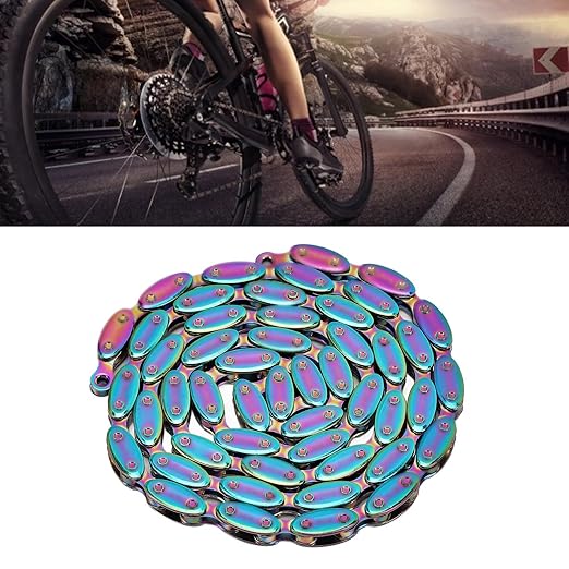 Bike Chain, Single Speed Cycling Bicycle Chain Unbeatable Strength & Rainbow 100 Links Chains 1/2" x 1/8" 1 Speed with Connector for Fixed Gear BMX Commuter Bikes Beach Cruiser MTB