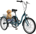 MOONCOOL MONCOOL Adult Electric Tricycle, 350W Front Drive Motor (Peak 700W), 15.5MPH E-Trike with Removable 36V 14.5Ah Battery, 60 Miles Range, 24/26 Inch 7-Speed 3 Wheel Electric Bike, Large Basket