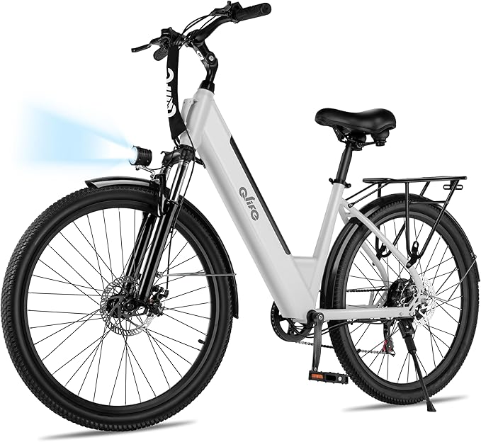 Qlife Cityone Electric Bike for Adults & Teens, Step-Through Commuter Ebike, 1000W Peak Motor, 55-Mile Range, 48V Removable Battery, 26-Inch City Tires, 7-Speed, Up to 25 MPH