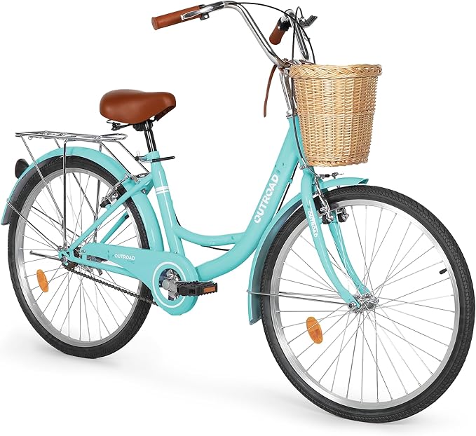 Outroad Comfort Bike for Women, 24/26 Inch Commuter Bicycle for Adult Men and Women, High-Carbon Steel Comfortable City Bikes with Rear Rack or Basket