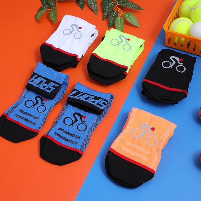 5 Pairs Mens Cycling Socks Sports Bike Socks Unisex Nylon Colorful Athletic Sock Breathable Cycling Gifts for Women