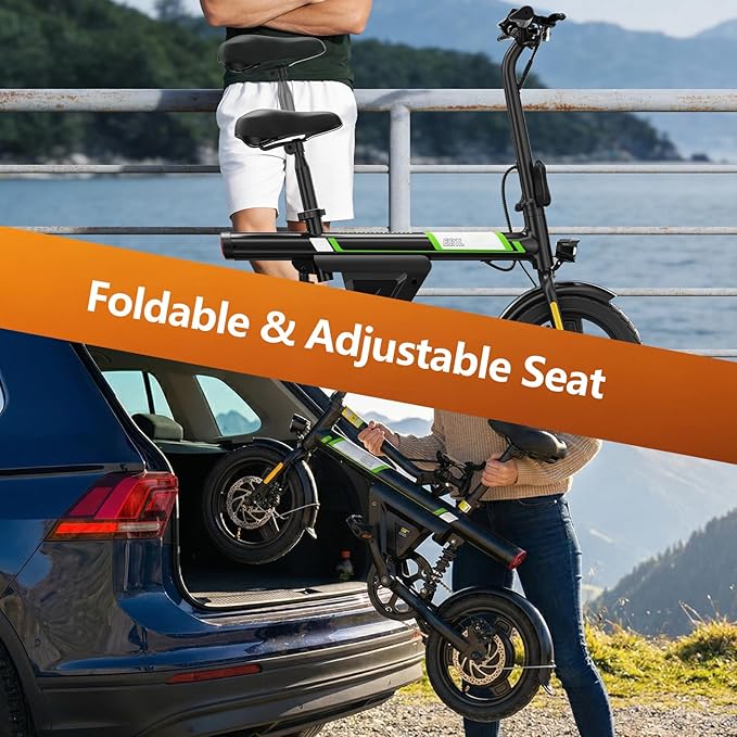 Mini Foldable Electric Bike for Adults, 500W Peak Folding Ebike, 15 Miles 36V 7.8Ah Battery, 14" Small Adult Electric Bicycle for Commuting with APP