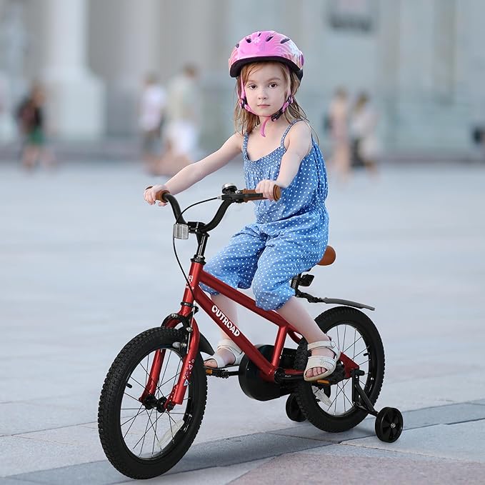Outroad Kids Bike for Boys Girls Age 3-9 Years Old, 14 16 18 Inch Kid's Bike with Training Wheels, Children Bicycles for Toddler, Blue and Red