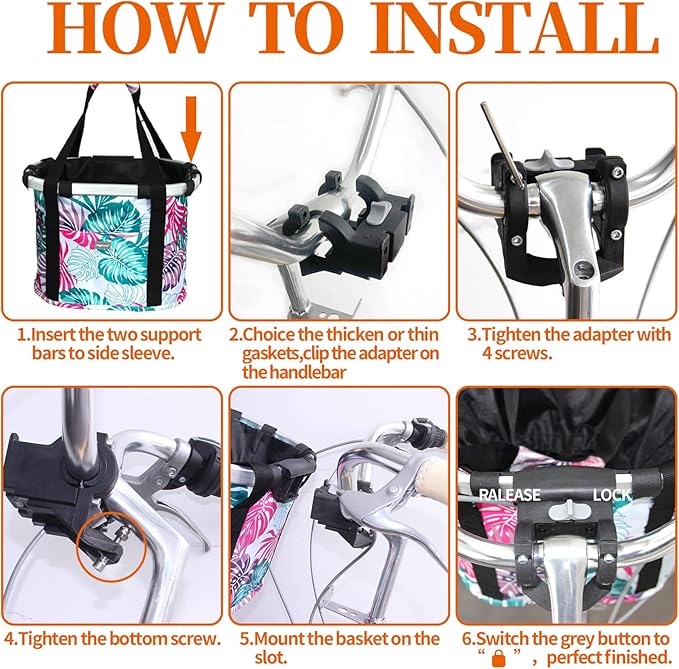 RAYMACE Bicycle Basket Dog Bike Handlebar Basket Front,Folding Detachable Quick Release Easy Install,Cycling Picnic Bag