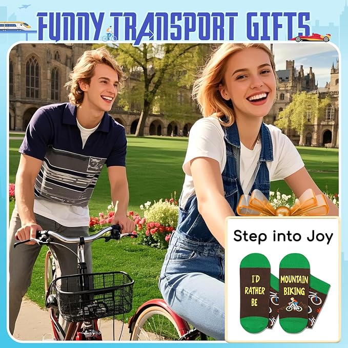 Zmart Funny Transportation Gifts - Race Car Train Motorcycle Tractor Bike Socks for Adult