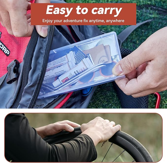 DDJ Bike Tire Repair Kit 43 PCS, Bicycle Inner Tube Puncture Patch Kits with 30 PCS Vulcanizing Parches, Metal Tire Lever & Rasp, Portable Bike Tire Patch Kit for MTB, Road Bike,Parches Para Bicicleta