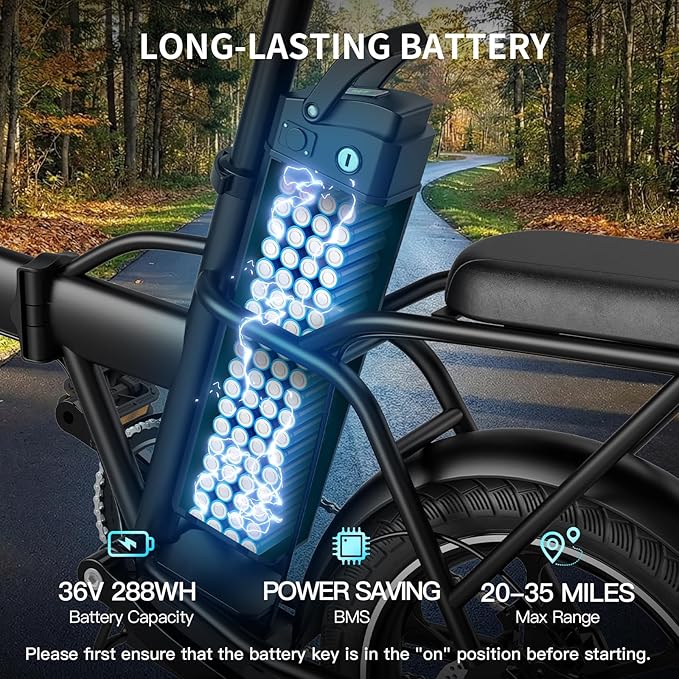 WINDHORSE 16" Folding Electric Bike for Adults, 630W Peak Electric Bicycle, 20MPH, 20-35 Miles Range, 288Wh Removable Battery, UL2849 Certified Commuter Ebike