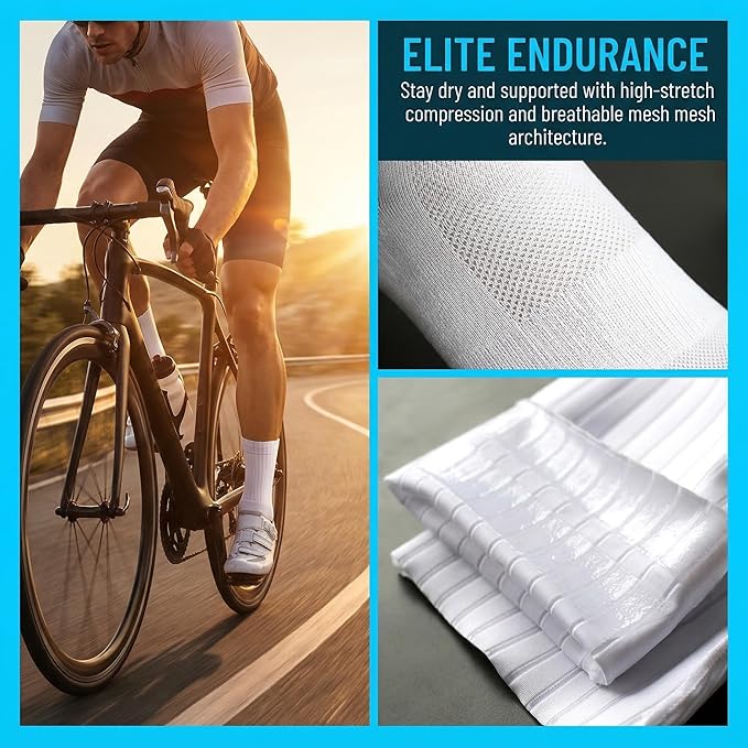 Cycling Socks for Men & Women - 3D Arch Support Compression Bike Socks | Moisture Wicking & Breathable