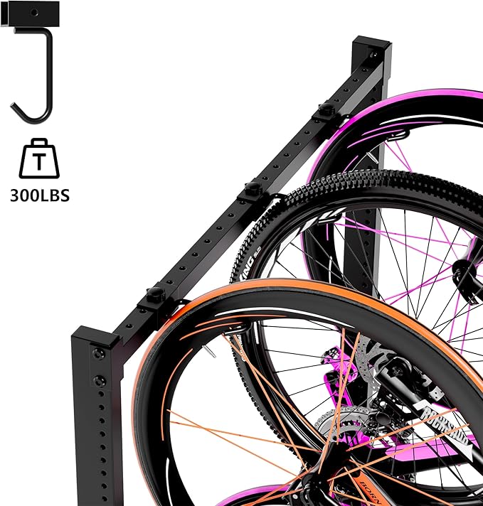 Freestanding Bike Stand for Garage, 4 Bikes Stand Vertical Bike Storage Rack 300 Lbs Heavy Duty Bike Floor Stand,Indoor/Outdoor Bike Racks for Home and Garage Organizerike (Bike stand for 4 bikes)