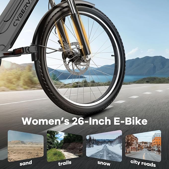 1000 Peak Electric Bike for Adults,up 80 Miles 25AH Removable Battery Ebike, 26" Electric E Bike with 7-Speed,Adult Electric Bicycles for Commute Beach Snow Man Womens All Terrain