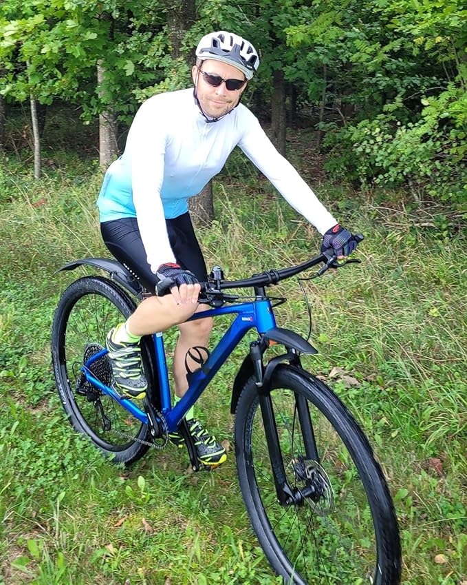 Men's Cycling Jerseys Long Sleeve Bike Biking Shirts Full Zip with Pockets Road Bicycle Clothing