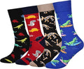 Cansok Men's 2/4 Packs Fun Crazy Novelty Dress Crew Socks