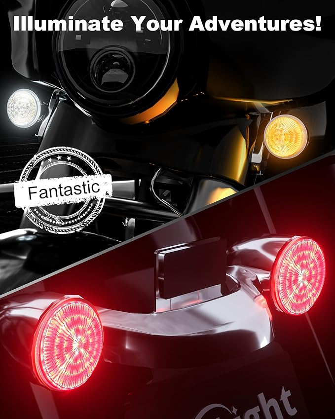 LX-LIGHT New Upgrade 2 Inch 1157 LED Turn Signals Front Rear Kit Compatible with Touring Dyna Softail Sportster Street Glide Road Glide Iron 883 Motorcycles (4PCS)
