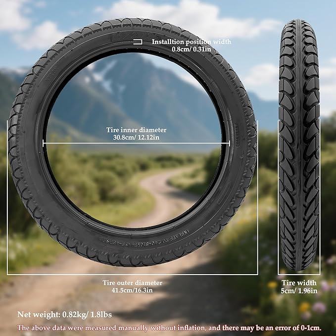 16x2.125 Tubeless E-Bike Tire,16" Compatible with 16x2.1 16x2.15 16x2.0 fit for Folding Bikes, Kids' Bikes, Compact Electric Bikes, Small Road Bikes & Children's Racing Bikes