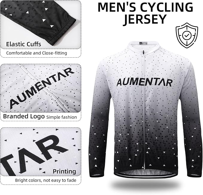 Men's Cycling Bike Jersey Long Sleeve - Moisture Wicking, Breathable, Quick Dry Biking Shirt Full Zipper