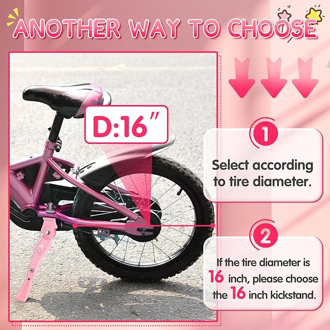 LEICHTEN Kickstand for Kids Bike Center Mount for 16 18 20 Inch Adjustable Children's Bicycles Aluminium Alloy Bike Kick Stand Support Storage