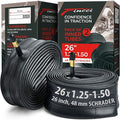 Fincci Bike Tire Tubes 26x 1.25 x 1.35 x 1.4 x 1.5 with Presta-Schrader Valve – Pair Durable 26 Inch Bike Tube - Reliable Air Retention 2X Tubes for Mountain, MTB, Road, XC, Cruiser Bikes