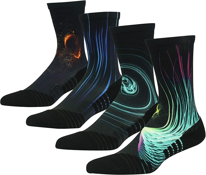 HUSO Cycling Socks for Men Women, Novelty Bike Socks Fun Running Basketball Athletic Crew Socks 3, 4, 7 Pairs