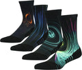 HUSO Cycling Socks for Men Women, Novelty Bike Socks Fun Running Basketball Athletic Crew Socks 3, 4, 7 Pairs
