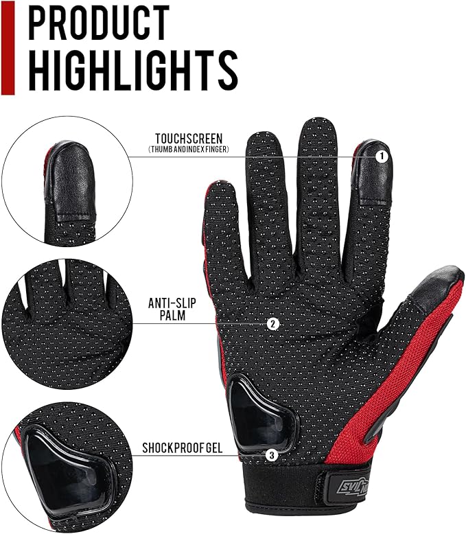 IRON JIA'S Motorcycle Gloves for Men and Women - Motorbike Powersports Racing Gloves with Hard Knuckle Touchscreen for BMX ATV MTB Riding