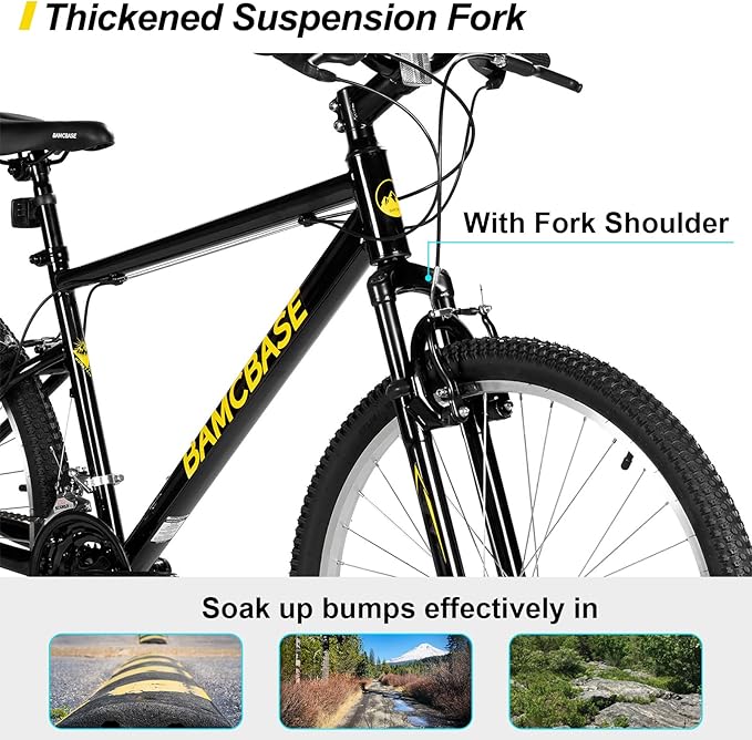 HILAND Adult 26 Inch Mountain Bike, Mens Womens Bicycle, High-Carbon Steel Frame Mountain Bicycle, Sport MTB for Adults, Multi-Color