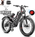 eAhora 2026 Romeo Pro 3 5600W 50Mph High-Torque Ebike, 60V 80Ah 250-Mile Long Range Electric Bike for Adults, Adjustable Air Suspension, 26'' Puncture-Proof Tire, UL 2849 Certified by TÜV