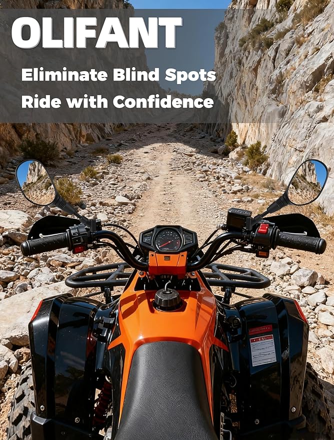 ATV Motorcycle Rearview Side Mirrors Universal 360 Degrees Ball-Type Adjustable 7/8" Handlebar Mount 8mm 10mm Adapters for ATV Scooter Moped Polaris Sportsman Honda Rincon