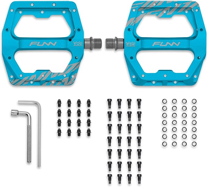 Funn Funndamental Flat Pedals - Wide Platform Bicycle Pedals for BMX/MTB Mountain Bike, Adjustable Grip for Outstanding Stability, 9/16-inch CrMo Axle