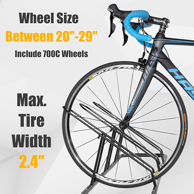 CyclingDeal Bike Rack Floor Parking Bike Stand for up to 6 Bicycles | Indoor, Home & Garage Storage Rack | Stable & Secure Bicycle Stand w/ Tire Grooves Up to 29", Holding Plates & Custom Spacing