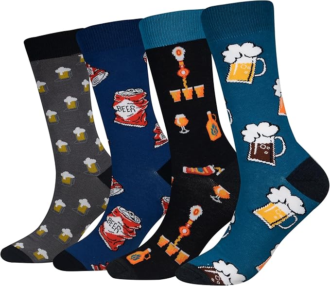 Cansok Men's 2/4 Packs Fun Crazy Novelty Dress Crew Socks