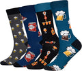 Cansok Men's 2/4 Packs Fun Crazy Novelty Dress Crew Socks