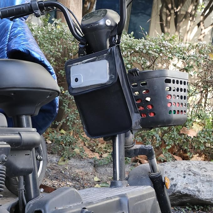 Electric Scooter Bag Waterproof Scooter Accessories Large Capacity Front Hanging Handlebar Organizer Phone Organizer Pouch for Bike Motorcycle Bicycle