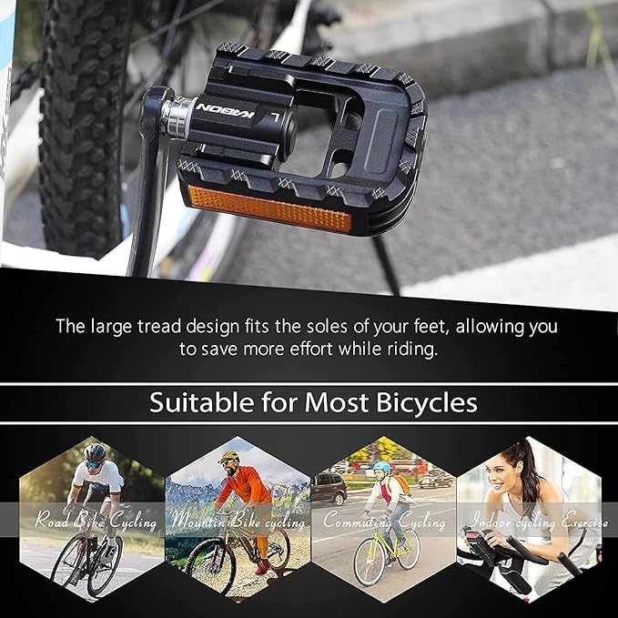 KABON Folding Bike Pedals, Bicycle Foldable Pedals with Aluminum, Universal 9/16 inch Non-Slip Cycling Pedals for Folding Bike, BMX Bike, Road Bike, Mountain Bike MTB