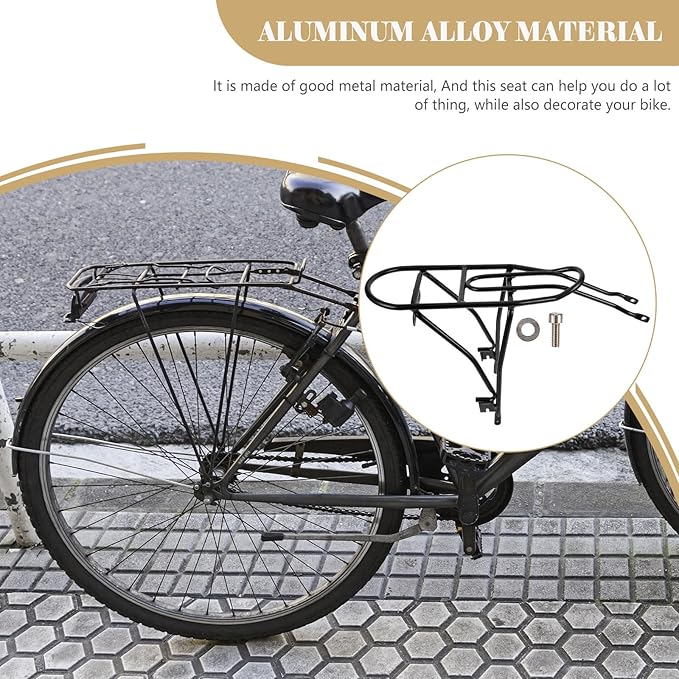 Aluminum Alloy 20-inch Folding Bicycle Rear Cargo Rack Black Compatible Brake Bike Backseat Rack for Folding Bikes and Commuter Cycling Storage