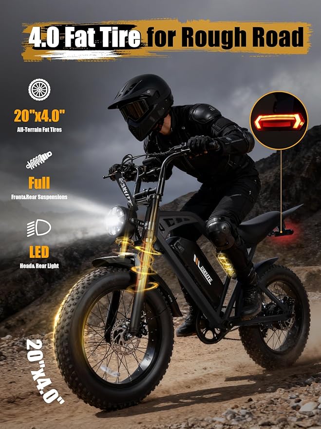 V100/V200 1500W Peak Electric Bike for Adults, 28MPH 48V13&20.8 Ah Removable Battery, 16/20"x4.0" Fat Tire, 7-Speed E-Bike with Dual Suspension – Commuter Ebike for Men & Women