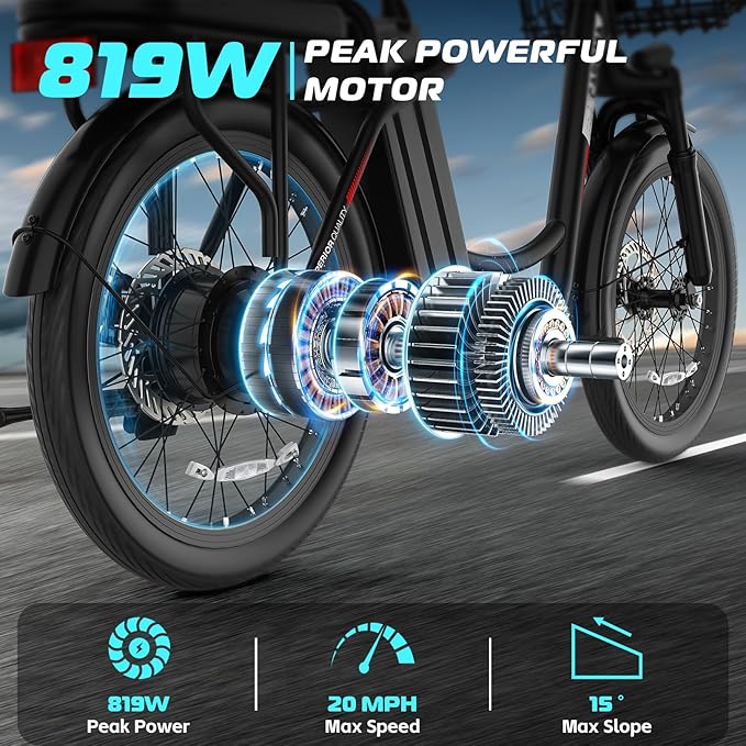 Caroma Peak 500W/800W/1200W Electric Scooter with Seat, 20" Fat Tire Electric Bike with 48V Removable Battery, Up to 30Miles & 20MPH, Adult Scooter for Commuting with Basket&Adjustable Seat