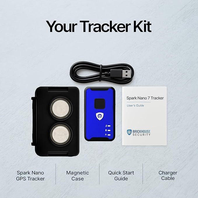 Brickhouse Car Trackers for Your Vehicle - Spark Nano 7 GPS Tracker with Magnetic Waterproof Case - Hidden Real-Time 4G LTE Vehicle Finder - GPS Tracking Device for Cars & More - Subscription Required