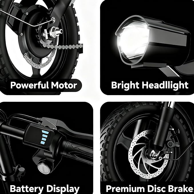 14" Commuter E-Bike for Adults, 500W Folding Electric Bike Up to 25MPh & 35-Mile Range, 48V12AH Removable Battery, Ul 2849 Certified Compact Electric Bicycle