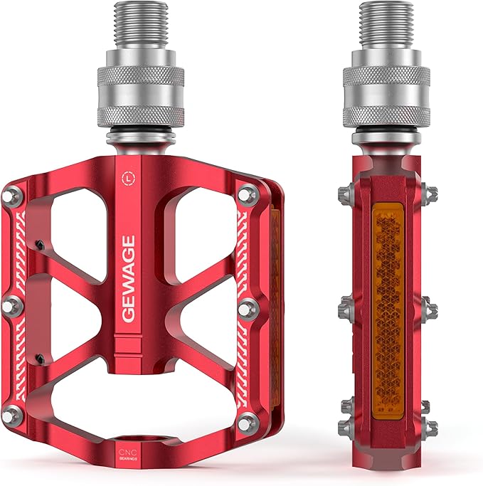 Bike Bicycle Pedals - 9/16” Quick Release Pedals Aluminum Flat Pedals - 3 Bearings Bicycle Pedals with Reflectors for Mountain Road BMX MTB Folding Bike