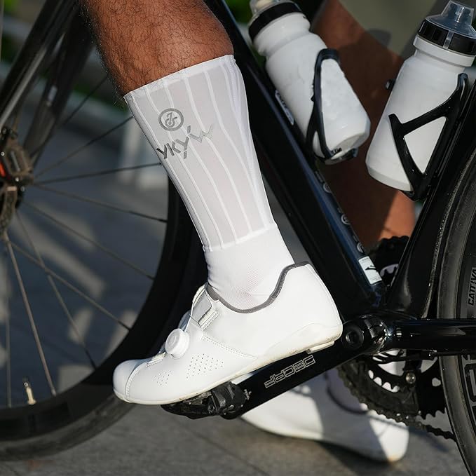 YKYWBIKE Aerodynamic Cycling Socks - Athletic Crew Bike Compression Stockings Socks,Crew Length,Breathable, and Cushioned Bike Socks for Men & Women Flying Mountain