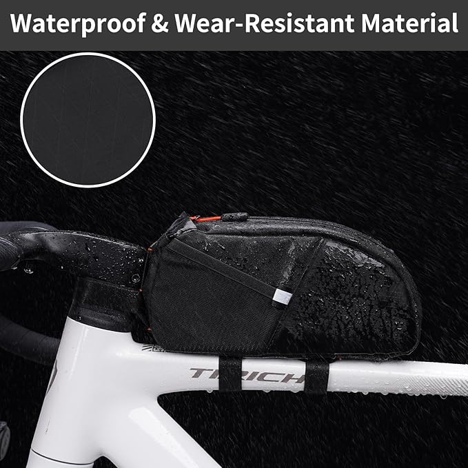 Bike Top Tube Bag - Waterproof Bicycle Bag, 1.5L Bike Frame Bag Cycling Accessories Bike Pouch for Mountain Road Bikes