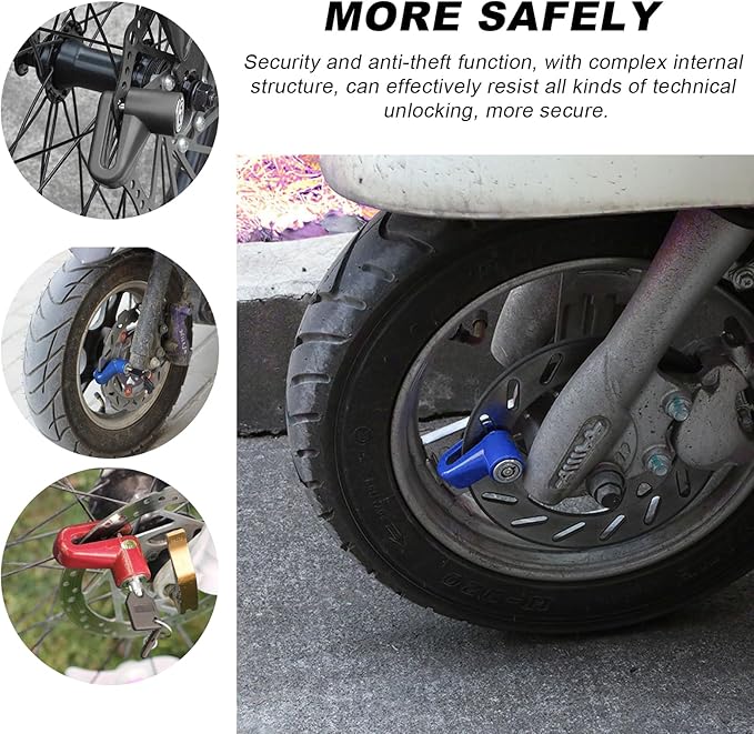 2 PCS Motorcycle Disc Brake Lock, Anti-Theft Security Wheel Disc Brake Lock with Keys, Universal Safety Disc Lock for Bikes Scooters Motorcycles, Motorcycle Accessories (Blue)