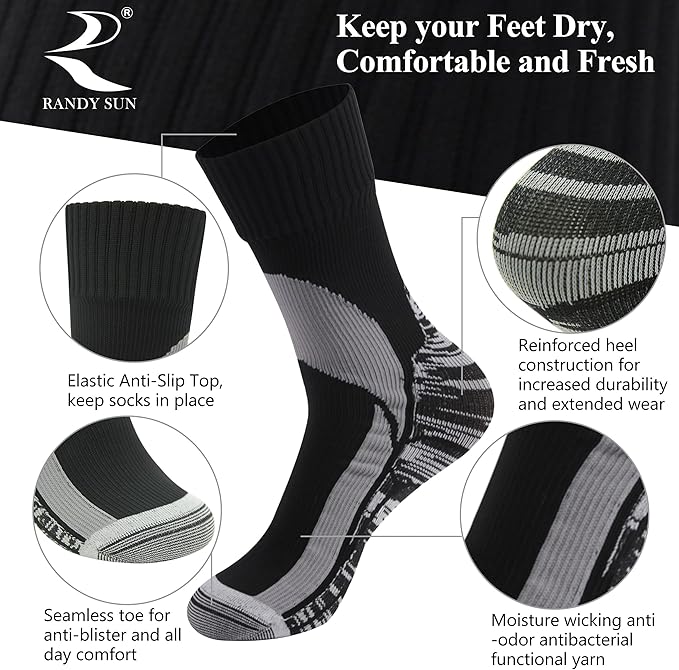 RANDY SUN Waterproof Breathable Socks, [SGS Certified] Unisex Novelty Skiing Trekking Hiking Wading Trail Socks