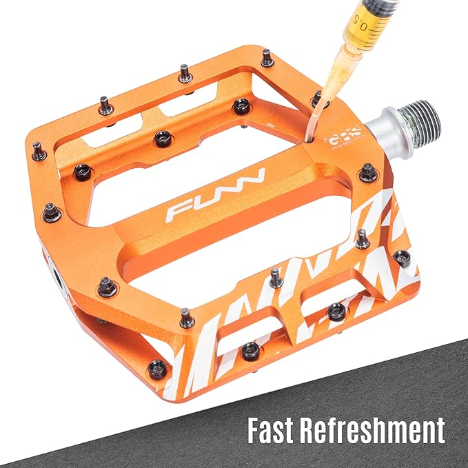Funn Funndamental Flat Pedals - Wide Platform Bicycle Pedals for BMX/MTB Mountain Bike, Adjustable Grip for Outstanding Stability, 9/16-inch CrMo Axle