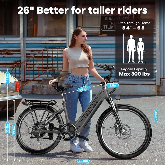 1000 Peak Electric Bike for Adults,up 80 Miles 25AH Removable Battery Ebike, 26" Electric E Bike with 7-Speed,Adult Electric Bicycles for Commute Beach Snow Man Womens All Terrain